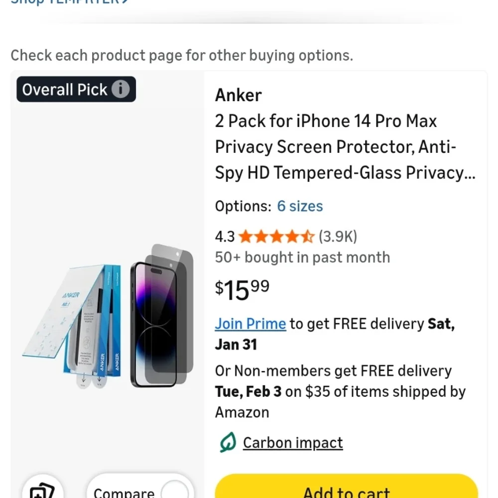 Anker 2pk For Iphone 14 Pro Max Sreen Protectors!!